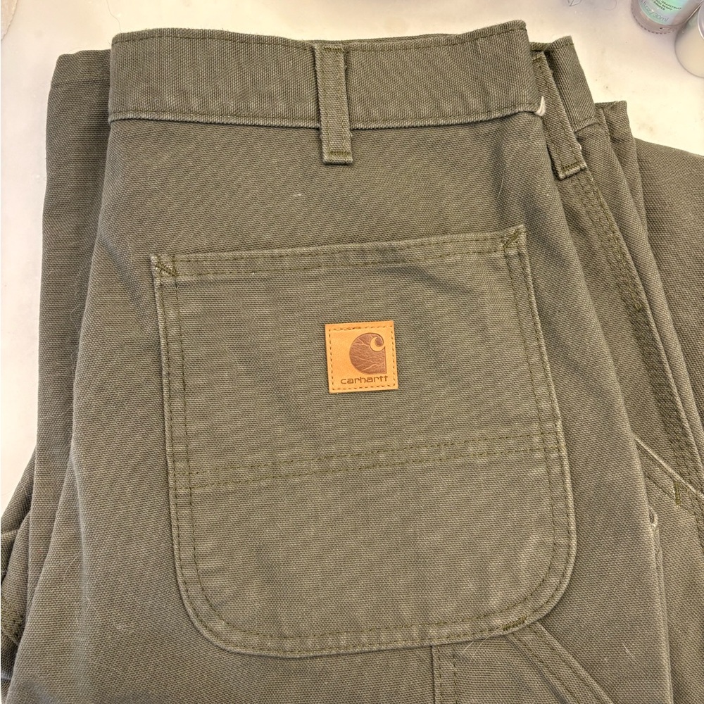 Carhartt Olive Canvas Pocket with Leather Logo Patch